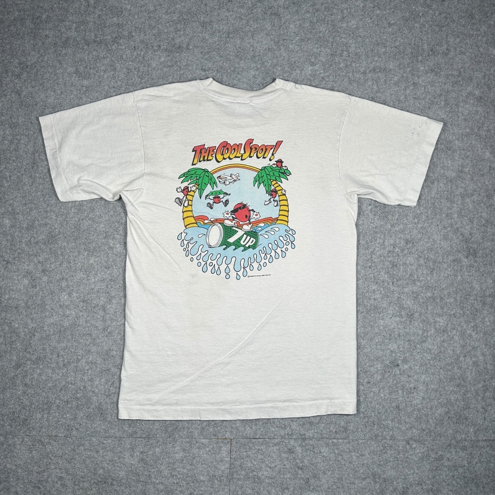 Vintage 7Up T shirt Men‎ Medium White The Cool Spot 90s Vintage Promo